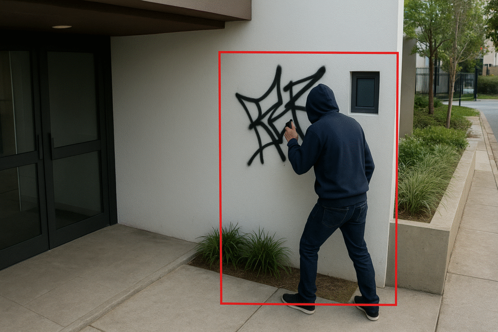 Pessoa vandalizando condomínio